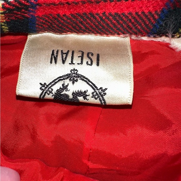 Preppy vintage wool lined Red Plaid Pencil Skirt - Picture 2 of 4